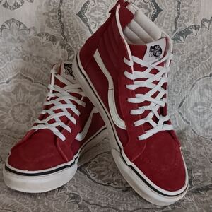 Kids Vans Burgundy High-Top Sneakers with White Sole